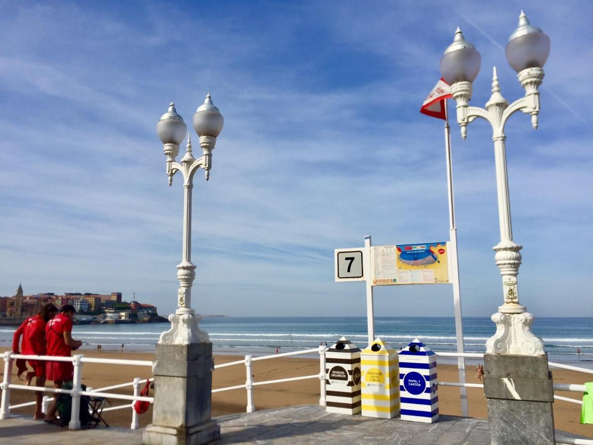 Апартаменты Atico Marques Vistas Al Mar - Garaje Opcional Хихон Экстерьер фото